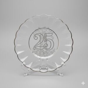 Vintage Silver Floral 25th Anniversary Plate, Wedding Keepsake